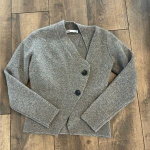Zara Gray Wool Blend Jacket Coat blazer Womens RN 77302